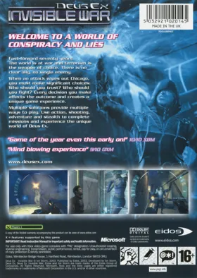 Deus Ex Invisible War (USA) box cover back